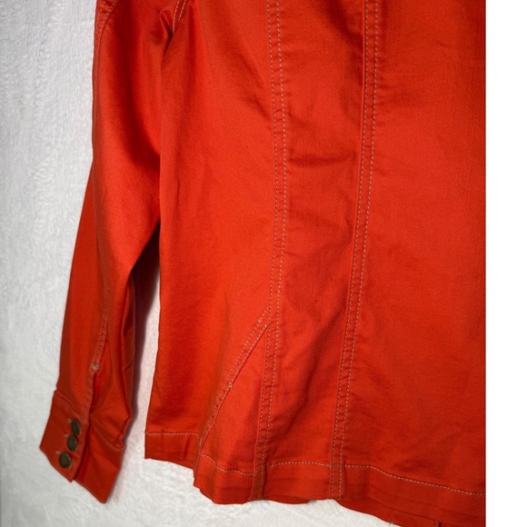 Belle by Kim Gravel Orange Button Front Blazer Jacket Womens Size L - Picture 8 of 8